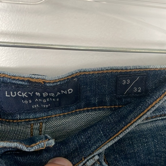 Lucky Brand 33/32 length denim jeans. Just like new, worn twice. Slim straight. - Picture 3 of 5